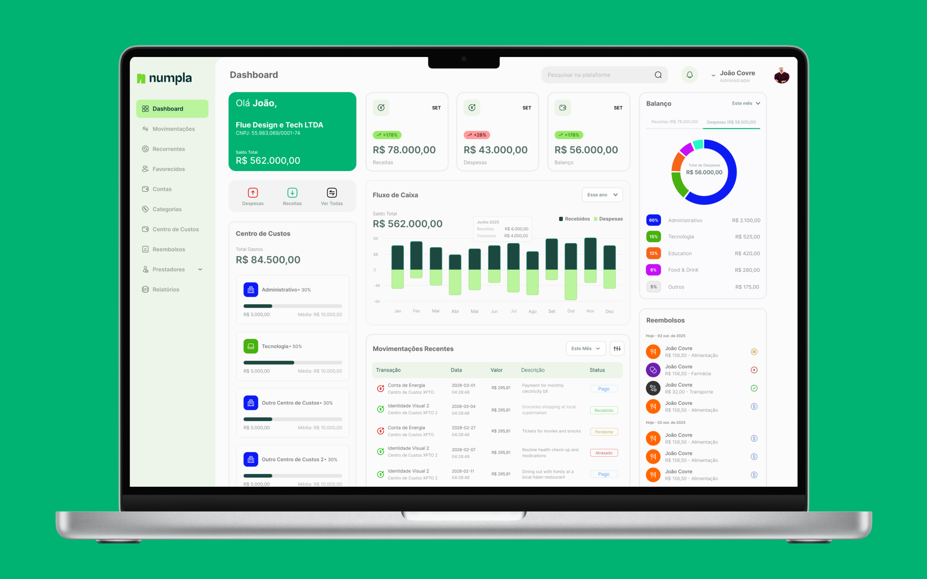 Numpla — plataforma de gestão financeira
